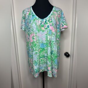Lilly Pulitzer Women’s Etta Short Sleeve with Vibrant Multi Colored Print